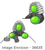 #36635 Clip Art Graphic Of A Lime Green Guy Character Judge