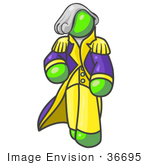 #36695 Clip Art Graphic of a Lime Green Guy Character as George Washington by Jester Arts