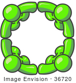 #36720 Clip Art Graphic Of Lime Green Guy Characters In A Circle