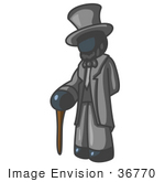 #36770 Clip Art Graphic Of A Dark Blue Guy Character As Abraham Lincoln
