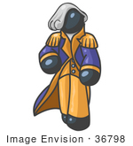#36798 Clip Art Graphic Of A Dark Blue Guy Character As George Washington