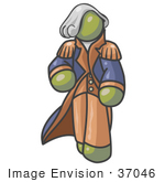 #37046 Clip Art Graphic Of An Olive Green Guy Character As George Washington