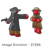 #37269 Clip Art Graphic Of Red Guy Characters Dueling
