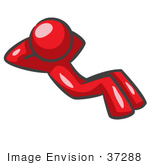 #37288 Clip Art Graphic Of A Red Guy Character Doing Sit Ups