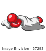 #37293 Clip Art Graphic Of A Red Guy Character Sleeping
