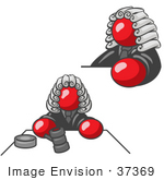 #37369 Clip Art Graphic Of A Red Guy Character Judge