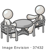 #37432 Clip Art Graphic Of White Guy Characters Talking At A Table