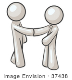 #37438 Clip Art Graphic Of White Guy Characters Shaking Hands
