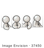 #37450 Clip Art Graphic Of White Guy Characters Using Headsets