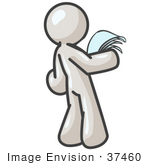 #37460 Clip Art Graphic Of A White Guy Character Reading A Letter