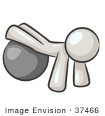 #37466 Clip Art Graphic Of A White Guy Character Exercising With A Yoga Ball