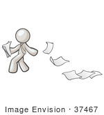#37467 Clip Art Graphic Of A White Guy Character Dropping Papers