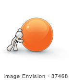 #37468 Clip Art Graphic Of A White Guy Character Pushing A Ball