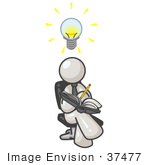 #37477 Clip Art Graphic Of A White Guy Character Jotting Ideas Down