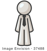 #37488 Clip Art Graphic Of A White Guy Character Wearing A Tie
