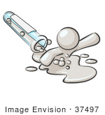 #37497 Clip Art Graphic Of A White Guy Character Spilling From A Test Tube