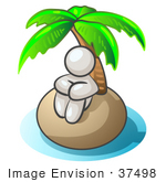#37498 Clip Art Graphic Of A White Guy Character On An Island