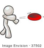 #37502 Clip Art Graphic Of A White Guy Character Throwing A Frisbee