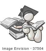 #37504 Clip Art Graphic Of A White Guy Character Graduate Reading
