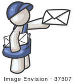 #37507 Clip Art Graphic Of A White Guy Character Delivering Mail