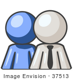 #37513 Clip Art Graphic Of A White Guy Character With A Blue Employee