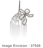 #37526 Clip Art Graphic Of A White Guy Character On A Skyscraper