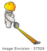 #37529 Clip Art Graphic Of A White Guy Character Measuring