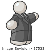 #37533 Clip Art Graphic Of A Fat White Guy Character Pointing