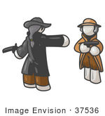 #37536 Clip Art Graphic Of White Guy Characters Dueling