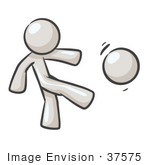 #37575 Clip Art Graphic Of A White Guy Character Kicking A Ball