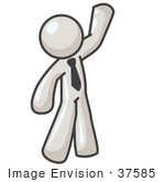 #37585 Clip Art Graphic Of A White Guy Character Waving
