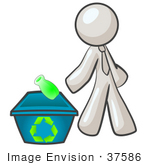 #37586 Clip Art Graphic Of A White Guy Character Recycling