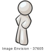 #37605 Clip Art Graphic Of A White Guy Character Standing With His Hands On His Hips