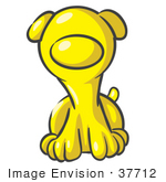 #37712 Clip Art Graphic Of A Yellow Puppy Dog