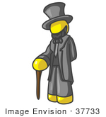 #37733 Clip Art Graphic Of A Yellow Guy Character As Abraham Lincoln