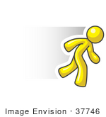 #37746 Clip Art Graphic Of A Yellow Guy Character Running