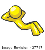 #37747 Clip Art Graphic Of A Yellow Guy Character Doing Sit Ups
