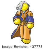 #37778 Clip Art Graphic Of A Yellow Guy Character As George Washington