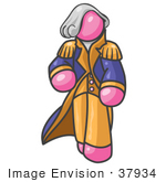 #37934 Clip Art Graphic Of A Pink Guy Character As George Washington