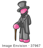 #37967 Clip Art Graphic Of A Pink Guy Character As Abraham Lincoln