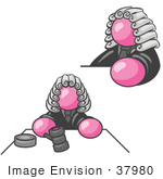 #37980 Clip Art Graphic Of A Pink Guy Character Judge