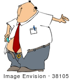 #38105 Clip Art Graphic Of A Caucasian Man With Diabetes Giving Himself An Insulin Shot In His Belly
