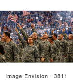 #3811 Soldiers Waving American Flags