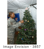 #3857 Army Sgt Decorating Christmas Tree