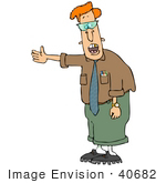 #40682 Clip Art Graphic Of A Nerdy Caucasian Man With A Gold Tooth Complaining And Gesturing