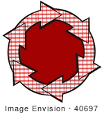 #40697 Clip Art Graphic of Red And White Plaid Arrows Circling A Solid Red Center by DJArt