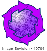 #40704 Clip Art Graphic Of Purple Arrows Circling A Binary Coding Center