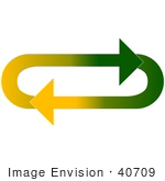#40709 Clip Art Graphic Of Gradient Green And Yellow Arrows Circling In An Oval In A Clockwise Motion