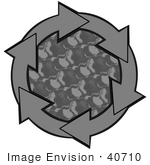 #40710 Clip Art Graphic Of Gray Arrows Circling A Patterned Center