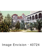 #40724 Stock Photo Of The Yard And Building Of Hotel Green In Pasadena California